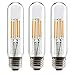 Leadleds 4W Tubular LED Bulb Edison Style COB LED Filament Bulb T10, Non Dimmable E26 Medium Base Lamp 40 Watt Incandescent Bulb Equivalent 2700K Neat Warm White, 3-Pack