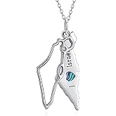 Cujiesp Israel Necklace 925 Sterling Silver Jewish Necklace Israel Map Necklace Pendant Jewelry Gift for Women