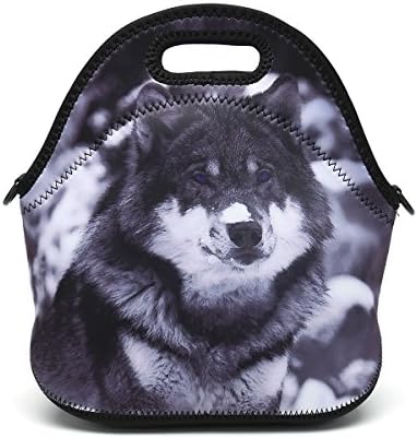 Boys Girls Kids Women Adults Insulated School Travel Outdoor Thermal Waterproof Carrying Lunch Tote Bag Cooler Box Neoprene Lunchbox Container Case For Outdoors,Work,Office,School (Cool Snow Wolf)