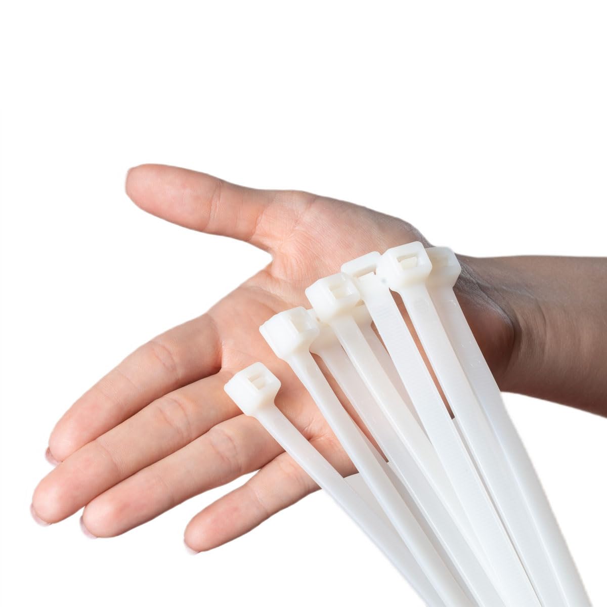 ERKO Cable Ties Clear 400 x 7,6 mm Heavy Duty 100 Pieces 122lbs Tensile Strength, White Zip Tie Wraps, Strong