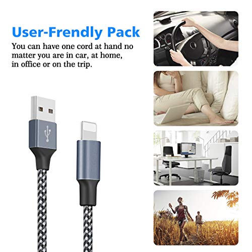 Cell Phone Charger 5Pack 3FT 3FT 3FT 3FT 3FT Nylon Braided USB Charging & Syncing Cable