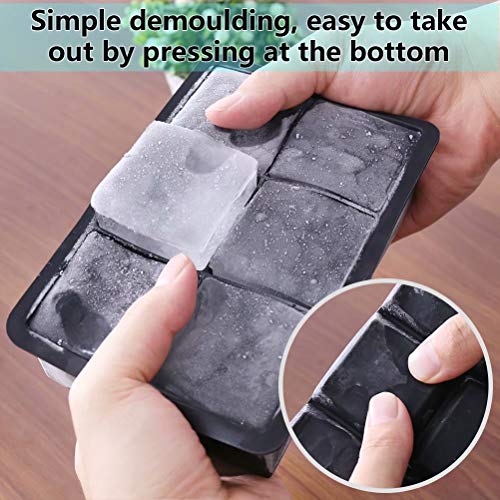 77L Ice Cube Mold (Set of 2), Square Silicone Ice Cube Mold Tray - Reusable Ice Mold Maker for Whiskey, Cocktail, Beverages and More, Keep Drinks Chilled (Black) - Thumbnail 3
