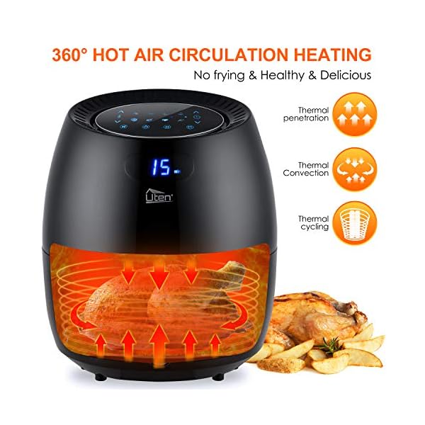 Air Fryer, Uten 6.5L Power Air Fryer with Digital Display, Rapid Air Circulation System Adjustable Temperature and 30…