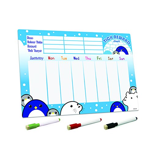 Tabla Magnética De Recompensas Y Tareas De 7 Días – Pingüino Y Amigos, Para Hasta 3 Niños, Formato A3, Ideal Para Buena Conducta