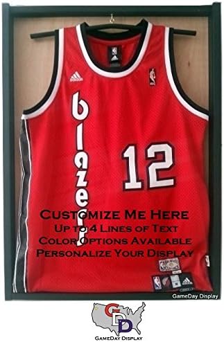 Custom Create Your Own Text Jersey Display Case Frame with Hanger and Wood Backing by GameDay Display