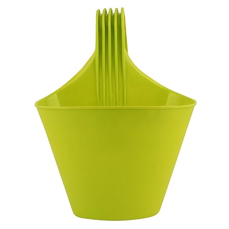 Leafy Tales Plastic Hook Hanging Pot, 28 x 12 x 22 cm, 1 pc - Green