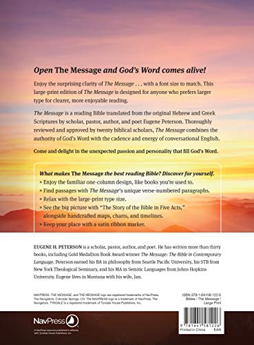 The Message Large Print (Hardcover Deluxe, Charcoal Linen Cross): The Bible in Contemporary Language