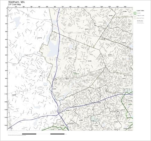 Waltham Zip Code Map Zip Code Wall Map Of Waltham, Ma Zip Code Map Laminated: Office Products