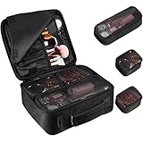 Travel Makeup Bag, ETEREAUTY Portable Cosmetic Case Train Bag with 3 Individual Cases, 2019 New Premium Makeup Organizer Bag for Makeup Brushes Toiletry Jewelry Digital Accessories（Black）