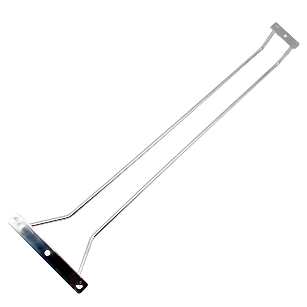 Abcsea 45 cm Stainless Steel Wine Glass Holder Rack, Chrome Wine Glass Holders Hanging Under Shelf, 1 piece (1 Row)