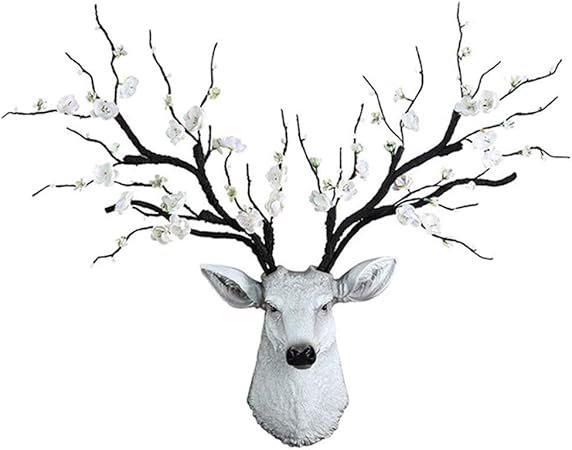 Lyyjiaju Lifelike Faux Deer Head Statue Wall Mount Hanging Living