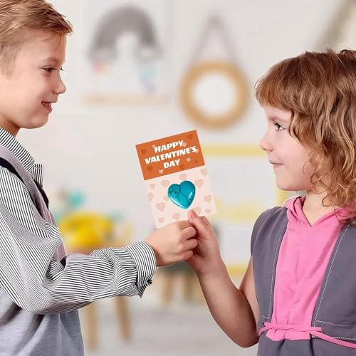 Valentines Cards With Heart, 24 Pieces Valentine'S Day Cards With Heart Shaped Crystals, Healing Crystals Heart Stones, Love Heart Gemstones For Lover, Valentine'S Day, Valentines Day Gift Ideas (A)