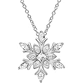 PINK TOWN Christmas Jewelry Necklace for Women,Crystal Snowflake Pendant Necklace Sparkling Blue White Rhinestone Snowflower Necklace Fashion Winter Christmas Jewelry