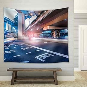 Junction with Light in Shanghai - Fabric Wall Tapestry Home Decor - 51x60 inches