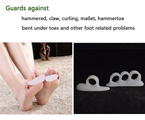 Pevor Hammer Toe Gel Pads - Corrector & Straightener for Curled, Curved, Claw & Mallet Toe Relief (Bunion Pads)