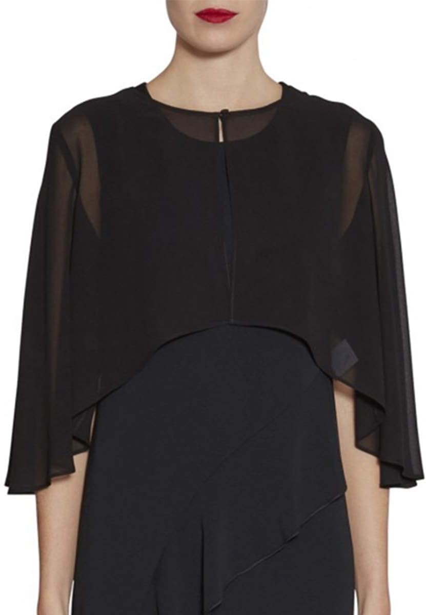 LANSITINA Chiffon Shrug Wraps for Evening Bridal Party Plus Size Soft Capes Cloaks
