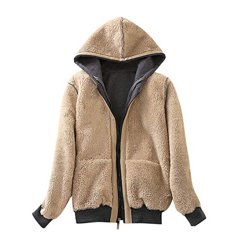 SALUCIA-Damen-Jacke-Warme-Teddyfutter-Winterjacke-Langarm-Gefuettert-Hoodie-Kapuzenjacke-Herbst-Winter-Flauschige-Uebergangsjacke-Mantel-Outwear-mit-Reissverschluss