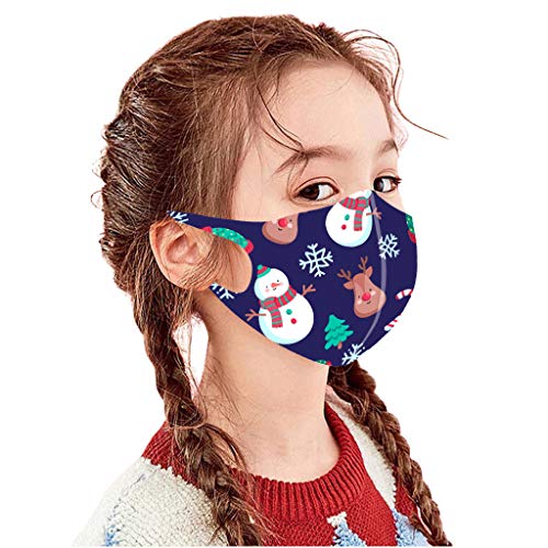 ZTY66 10Pack Face Protection for 3-12T Kids-Mixed Color& Lovely Christmas& Cartoon Pattern-Washable&Reusable