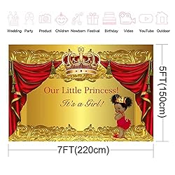 Mocsicka Royal Princess Baby Shower Backdrop Red