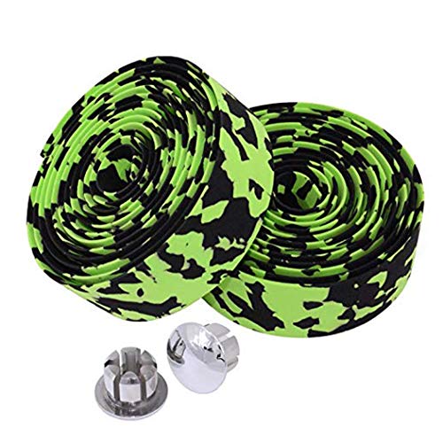 sibao Bike Handlebar Tape,Bicycle Handlebar Tape,Cycling Handle Wraps,Bar Tape Road Bike,Superior Grip Bicycle Bar Tape with Bar Plugs 2PCS Per Set (Black&Green)