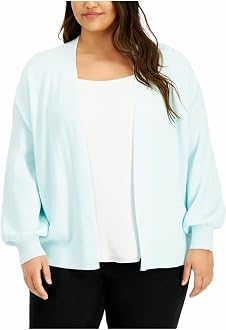 Alfani Womens Aqua Open Cardigan 