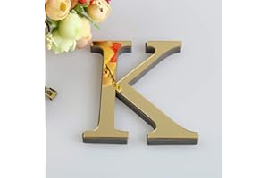 WOHSAO 26 Letters DIY 3D Acrylic Alphabet Mirror Wall Stickers Letter Self-Adhesive Home Wall Decor Letter Sign Art Sticker Decal for DIY Home Decoration for Living Room Bedroom Home Wall Decals (K)