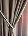 Home Queen Set of 2 Rope Tie Backs for Window Curtain with 2 Hooks, Hand Knitting Buckle Cord Drapery Holdbacks, Beige