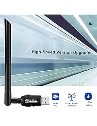 USB WiFi Adapter 1200Mbps, USB 3.0 Wireless Network WiFi Dongle with 5dBi Antenna for PC Desktop Laptop Mac, Dual Band 2.4G 5G 802.11ac,Support Windows 10 8 8.1 7 Vista XP, Mac10.5-10.14 (Black)