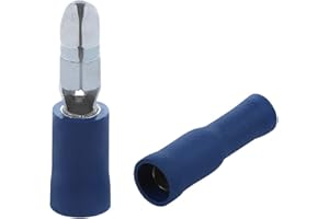 AIRIC 100pcs Bullet Connectors Male/Female Kits 16-14AWG Wire Connectors Blue PVC Insulated Copper Core Quick Splice Bullet Butt Terminals