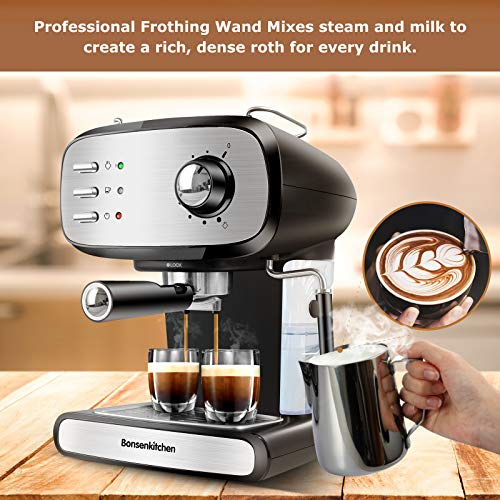 Espresso Machine 15 Bar Coffee Machine With Foaming Milk Frother Wand