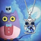 Neoglory Valentines Day Gift Platinum Plated Hot Selling Charm Owl Pendant Necklace with Jewelry Box