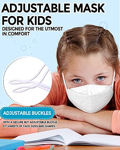 Kids KF94 Mask for Children, 20 Packs Individual Wrapped White Mask Kid Sized, Small Soft Mask for Boys Girls Comfortable Fit, 4-Ply Breathable Mask with Adjustable Nose Clip