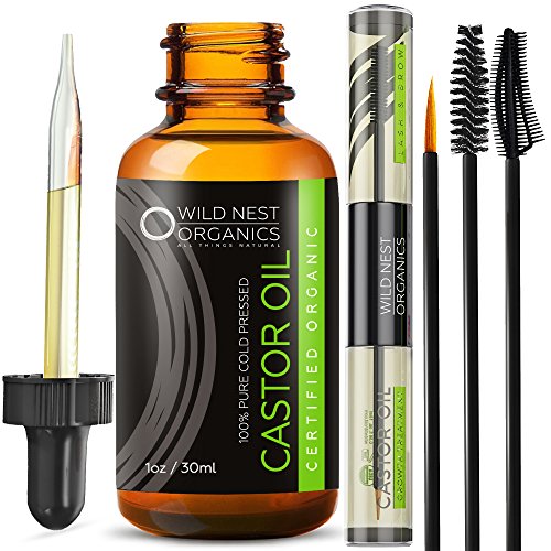 Organic Castor Oil USDA Certified Hair Regrowth Tonic Energizing Scalp Serum + eBook - Boost New Growth For Eyelashes, Hair, Eyebrows. Hair Loss Prevention Therapy + Cold Pressed Hexane-free