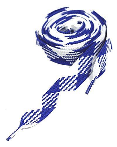 Thick Flat 3/4" Wide Shoelaces Solid Color for All Shoe Types (White/ Royal Blue)