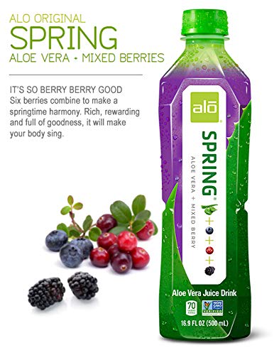 ALO ALOE VERA JUICE DRINK | SPRING – ALOE VERA + MIXED BERRY | 16.9 FL OZ, PACK OF 12 | PLANT-BASED DRINK WITH REAL ALOE PULP