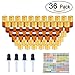 Essential Oil Bottles 2ml ( Amber Glass with Golden Lids, 36 Pack, 192 Labels, 4 Droppers by PrettyCare ) 5/8 Dram Vial Bottles for Oils, Bottles for Oils, Mixes and Samples