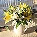 Artificial flowers, Meiwo 5pcs Artificial Lillies with 3 Buds, Full Bloom Artificial Latex Real Touch Flowers for Home Decor, Wedding, Parties, Offices, Restaurants(White)