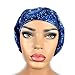 Women’s Surgical Scrub Cap Nurse Ponytail Adjustable Euro Bouffant Blue Medallions DK Scrub Hats