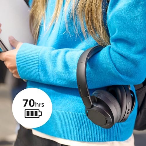 TAH6529BK/00 Casque Bluetooth sans Fil Over‑Ear à Réduction de Bruit – Excellente qualité d’Appel, Compatible Assistant Vocal, Jusqu’à 45 h d’écoute, Adaptateur Avion Inclus – Noir
