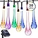 DecorNova 30-LED Solar Raindrop String Lights Waterproof for Outdoor Garden Party Christmas,20 Feet,Multi Color