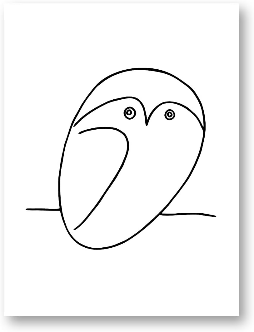 PixiePrints Owl - Pablo Picasso Sketch Art Print - 12x16 inch