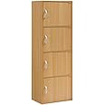 HODEDAH IMPORT 4-Shelf Bookcase Cabinet, Beech