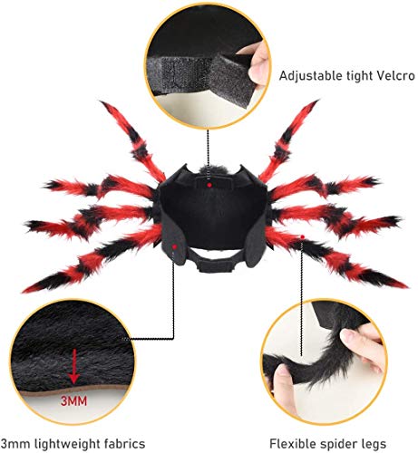 Ollypet Halloween Spider Costume Cat Dog Funny Decor Accessory Adjustable Velcro for Small Medium Large Pet Trendy Party Dress Metal Wire Spider Outfit (L)