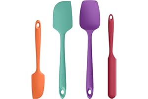 U-Taste Heat Resistant Silicone Spatula - 600℉ Hot-Proof BPA-Free Kitchen Baking Bowl Scraper, Flexible and Sturdy Rubber Cooking Utensil for Mixing Scraping in NonStick Cookware (4 Pcs, Colorful)