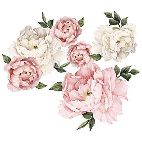 Peony Floral Decals Vintage Pink Peony Watercolor Art Girl Nursery Peony Flower New