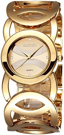 Luxury Women Rose Gold Fashion Jewelry Watch Water Resistance Quartz Hollow Bracelet Wristwatches Young Girls Gifts(Gold Gold )