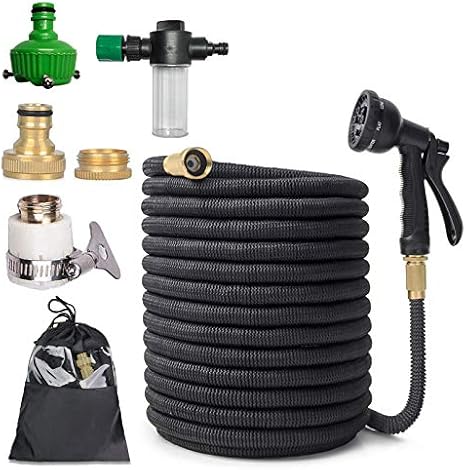 Amazon 伸縮ホース 伸びるホース 散水ホース 超強化軽量素材 3層ラテックス 3倍に伸びる 8種類パターン 銅素材 水漏れ防止 収納便利 お庭の水やり お家の掃除 洗車 ペットのお風呂用 マジックホース リール ブラック 2 5m 7 5m Diy 工具 ガーデン