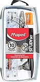 Study Geometry 10 Piece Set, Includes 2 Metal Study Compasses, 2 Triangles, 6