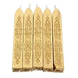 Classic Cord Wick Vintage Sealing Wax Stamp Stick Initial Letter Wedding Pack of 5pcs (Gold)