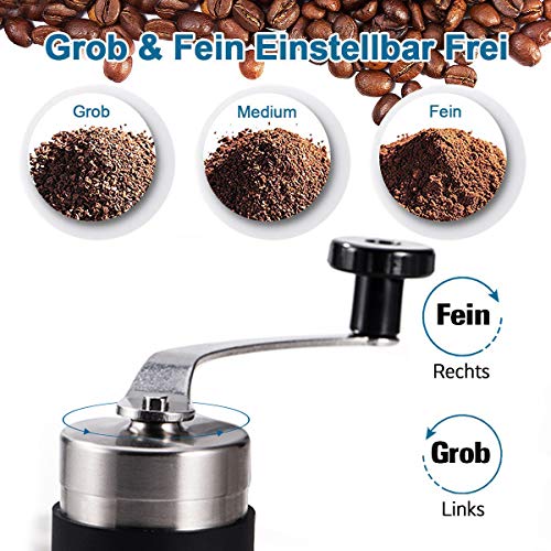 SZSMD HandKaffeemühle, Manuelle Kaffeemühle, Edelstahl Kaffeemühle mit Verstellbare Mühle, Tragbare Kaffee Mühle für… – Bild 3